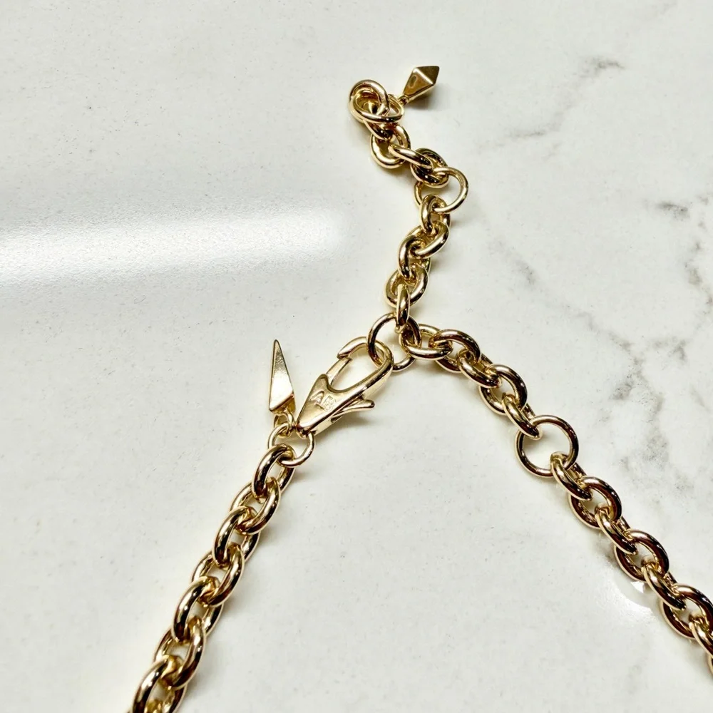 Alexis Bittar Gold and Green Bamboo Link Necklace - Picture 3 of 5